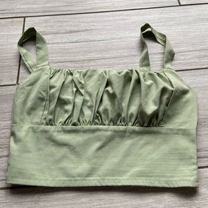 Light green ruffle cropped tank